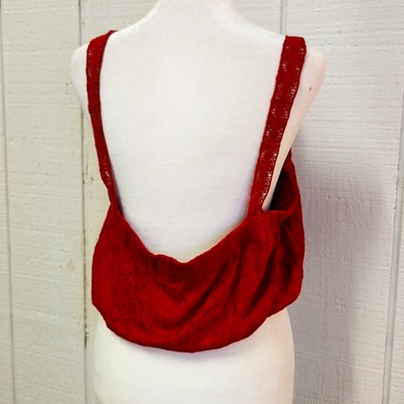 ANTHROPOLOGIE Soigne Red Eyelet Lace Sleeveless Cropped Top Bohemian Summer - Picture 8 of 12